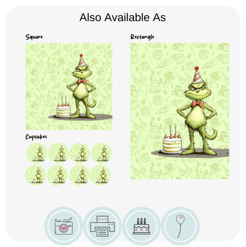 Birthday Grinch Edible Cake Topper - Image 2